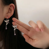 Enameled Silver Plated Pearl Earrings for Women