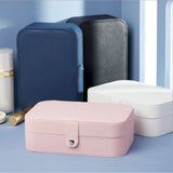 Portable PU Leather Jewelry Box Necklace Hook Earrings Storage