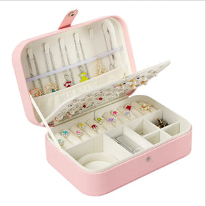 Portable PU Leather Jewelry Box Necklace Hook Earrings Storage
