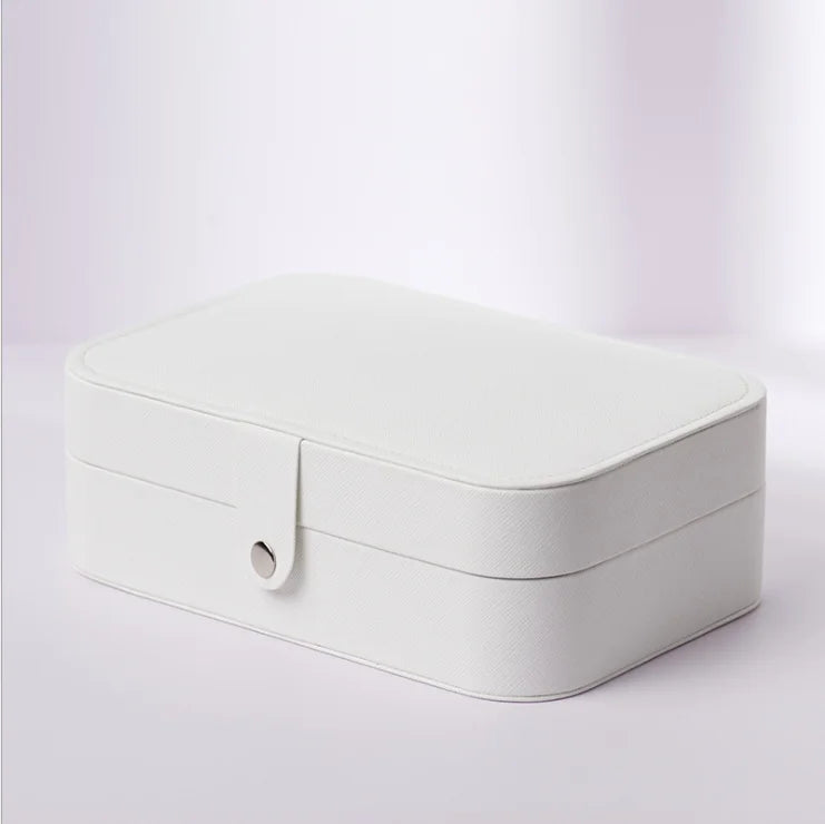Portable PU Leather Jewelry Box Necklace Hook Earrings Storage