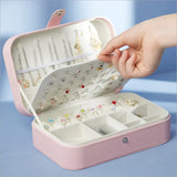 Portable PU Leather Jewelry Box Necklace Hook Earrings Storage