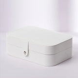 Portable PU Leather Jewelry Box Necklace Hook Earrings Storage