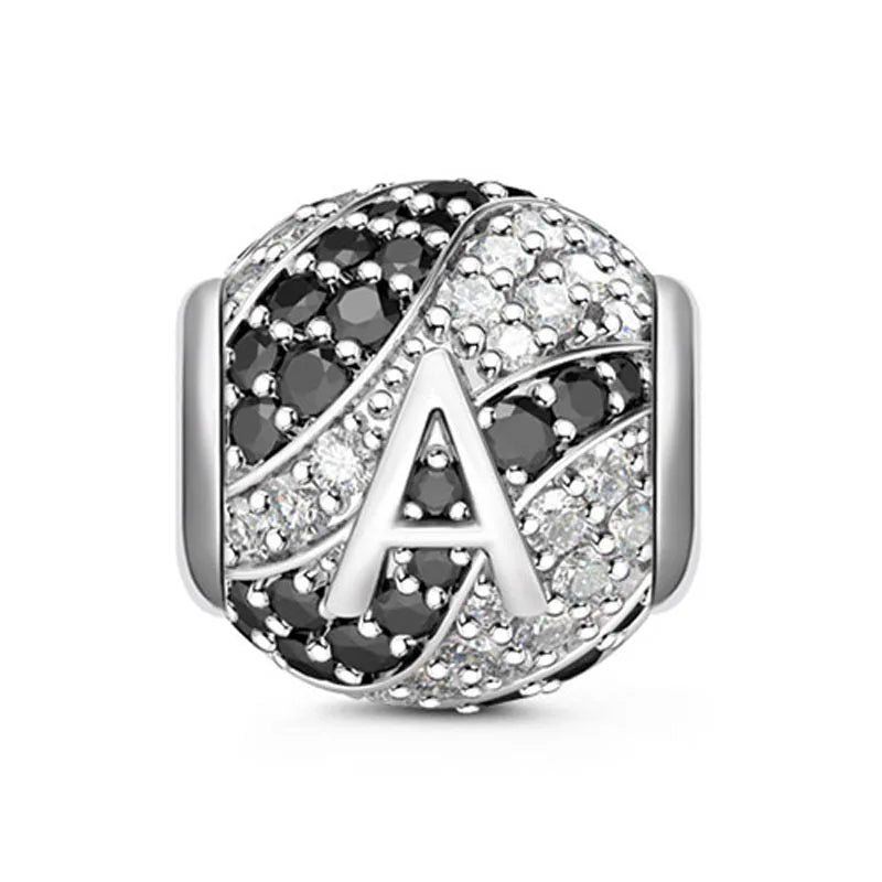 European A-Z Initial Letter DIY Bead Fit Charm Silver 925 Bracelet for Women