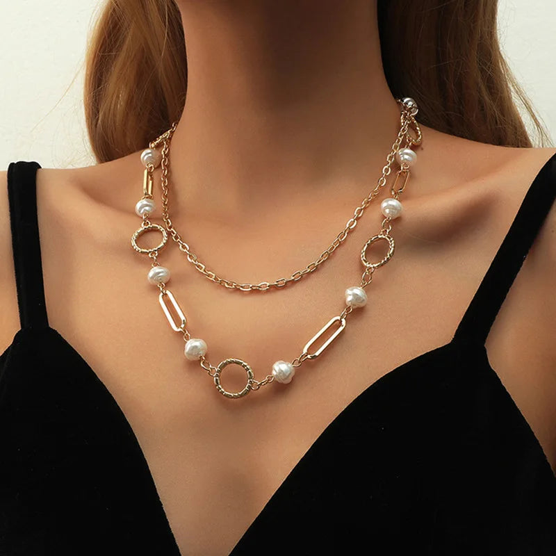 European American Retro Small Circle Pearl Necklace