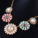 Flower Sunflower Diamond Short Necklace for Women Girls