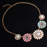 Flower Sunflower Diamond Short Necklace for Women Girls