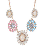 Flower Sunflower Diamond Short Necklace for Women Girls