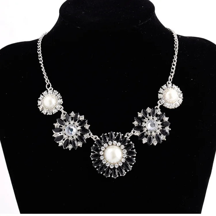 Flower Sunflower Diamond Short Necklace for Women Girls