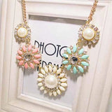 Flower Sunflower Diamond Short Necklace for Women Girls
