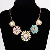 Flower Sunflower Diamond Short Necklace for Women Girls