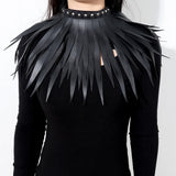 Gothic PU Leather Tassel Necklace Women Punk Strange Jewelry