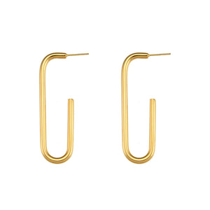 Rectangle Stud Earrings Stainless Steel PVD 18K Plated