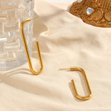 Rectangle Stud Earrings Stainless Steel PVD 18K Plated