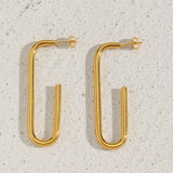 Rectangle Stud Earrings Stainless Steel PVD 18K Plated