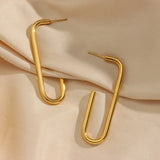 Rectangle Stud Earrings Stainless Steel PVD 18K Plated