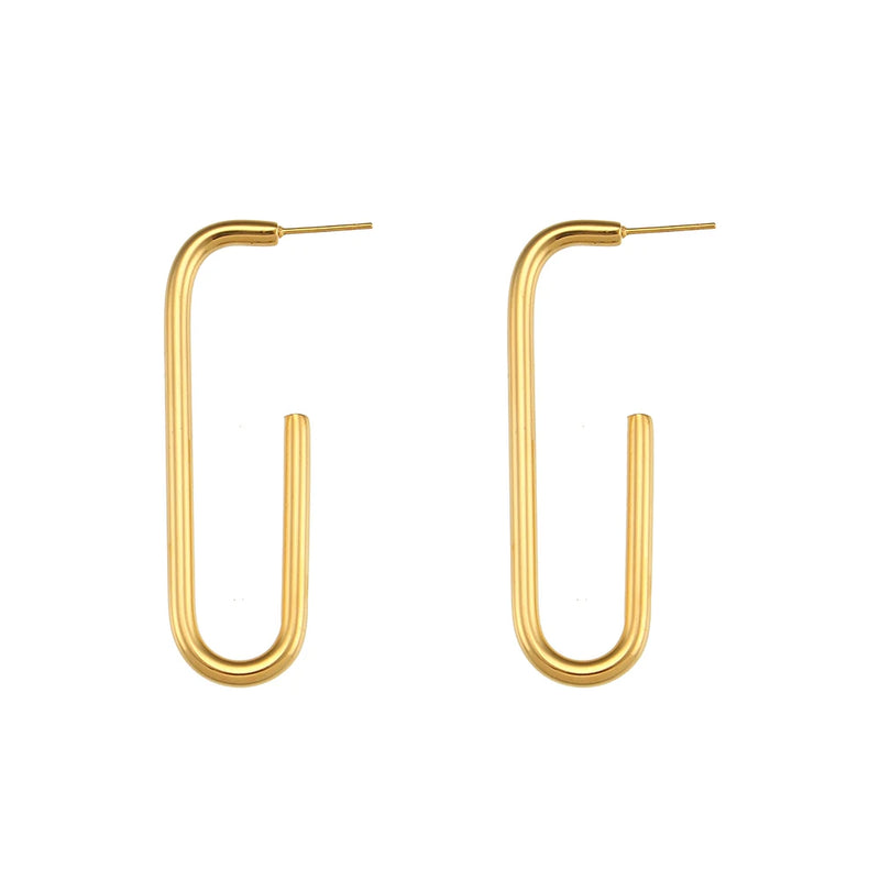 Rectangle Stud Earrings Stainless Steel PVD 18K Plated