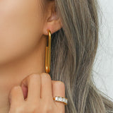 Rectangle Stud Earrings Stainless Steel PVD 18K Plated