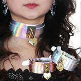 Punk Style Wide Laser Leather Necklace for Women