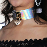 Punk Style Wide Laser Leather Necklace for Women