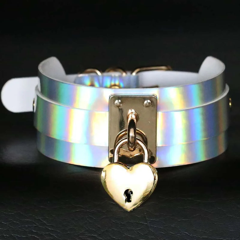 Punk Style Wide Laser Leather Necklace for Women