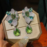 925 Silver Zircon Drop Earrings for Women Wedding Engagement Party