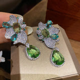 925 Silver Zircon Drop Earrings for Women Wedding Engagement Party