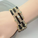 5 Row Crystal Bracelet Multilayer Wide Ladies Cuff Bracelet