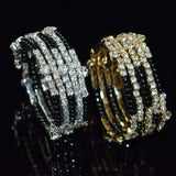 5 Row Crystal Bracelet Multilayer Wide Ladies Cuff Bracelet