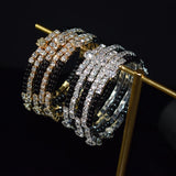 5 Row Crystal Bracelet Multilayer Wide Ladies Cuff Bracelet
