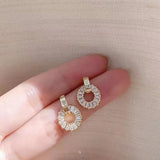 Zircon Stud Earrings for Women Circle Jewelry Gift