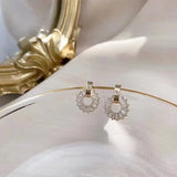 Zircon Stud Earrings for Women Circle Jewelry Gift