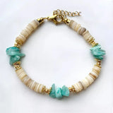 Adjustable Bangle Natural Stone Pearl Crystal Beads Bracelet