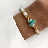 Adjustable Bangle Natural Stone Pearl Crystal Beads Bracelet