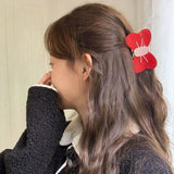 Fairy Temperament Girl Heart Pink Bowknow Hair Claws 8.5cm