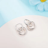 925 Silver Family Circled Hoop Earrings Wedding Jewelry