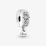 Family Always Pave Clip Charm 925 Sterling Silver Jewelry