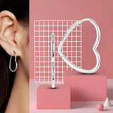 925 Silver Heart Hoop Earrings Asymmetrical Design Jewelry Gift