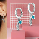 925 Silver Heart Hoop Earrings Asymmetrical Design Jewelry Gift