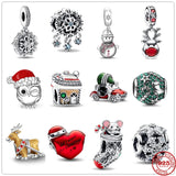 925 Silver Xmas Santa Claus Charm Bead Pendent for Bracelet DIY