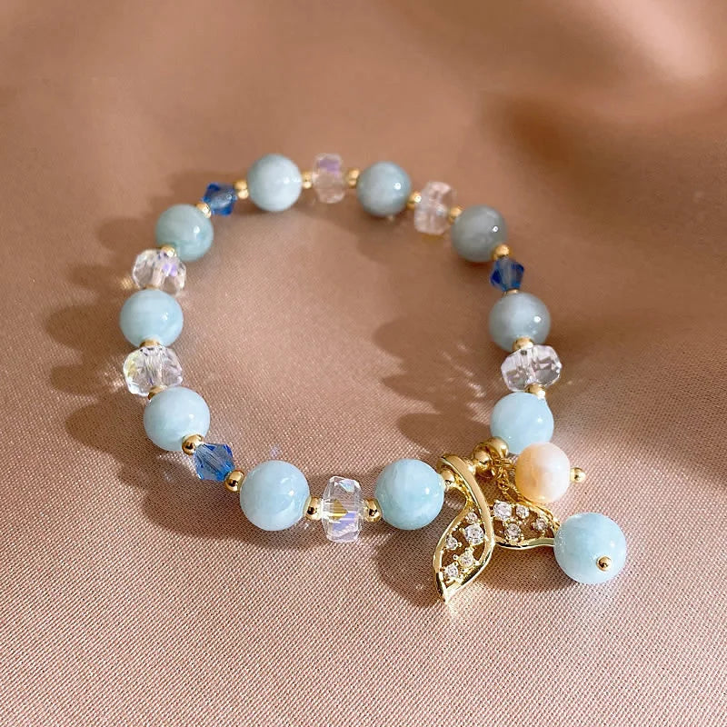Aquamarine Fishtail Forest Charm Bracelet Sweet Jewelry Girl's Accessories