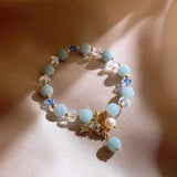 Aquamarine Fishtail Forest Charm Bracelet Sweet Jewelry Girl's Accessories