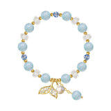 Aquamarine Fishtail Forest Charm Bracelet Sweet Jewelry Girl's Accessories