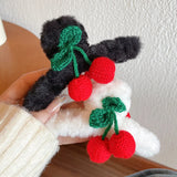 Cherry Plush Hair Clip Women Back Head Shark Clip Hair Accessories