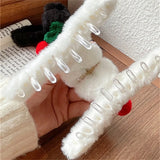 Cherry Plush Hair Clip Women Back Head Shark Clip Hair Accessories