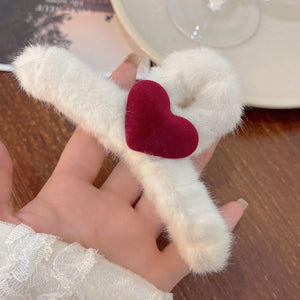 Plush Cross Heart Hairpin Shark Clip Hair Accessories