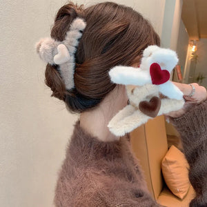 Plush Cross Heart Hairpin Shark Clip Hair Accessories