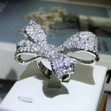 Big Bow Zircon Ring 925 Stamp Wedding Party Anniversary Jewelry Gift