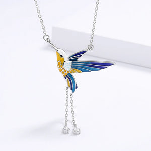 Bird Pendant Necklace Epoxy Tassel Long Necklace Enamel