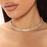 Rhinestone Double Layer Choker Necklace