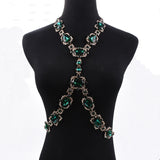 Crystal Rhinestone Waist Chain Necklace Indian Maxi Choker Jewelry